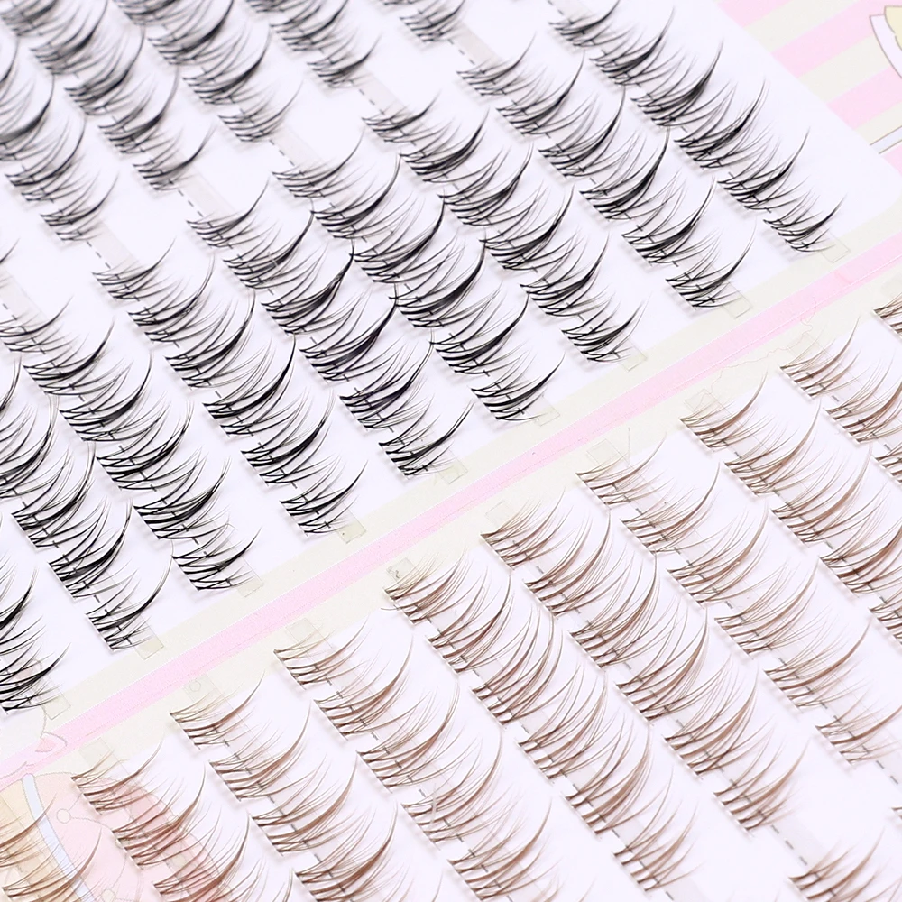 10 Rows Manga Cluster Eyelash Black Brown Individual Lashes Extension Soft Fluffy Clear Stem Segmented Grafting Eyelash Makeup