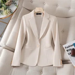 Fashion Office Ladies Blazer Women Formal Jacket Long Sleeve Khaki Apricot Black Female Business Work Wear Coat Autumn Outerwear