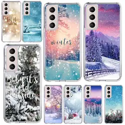 Cute Winter Snow Phone Case Shell for Samsung Galaxy S22 S23 S24 S25 Ultra S21 FE S20 Plus S10 + S25Edge Soft Pattern Coque Sams