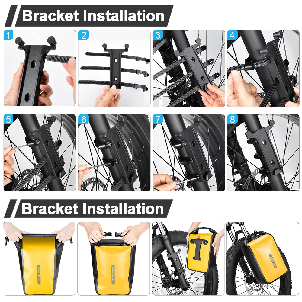 NEWBOLER Fahrradtasche, 10 l, großes Fassungsvermögen, wasserdicht, elektrische Jagdfahrradtasche, Fahrrad-Gabeltasche mit Schnellverschluss, Fahrrad-Rücksitztasche – Detail 7