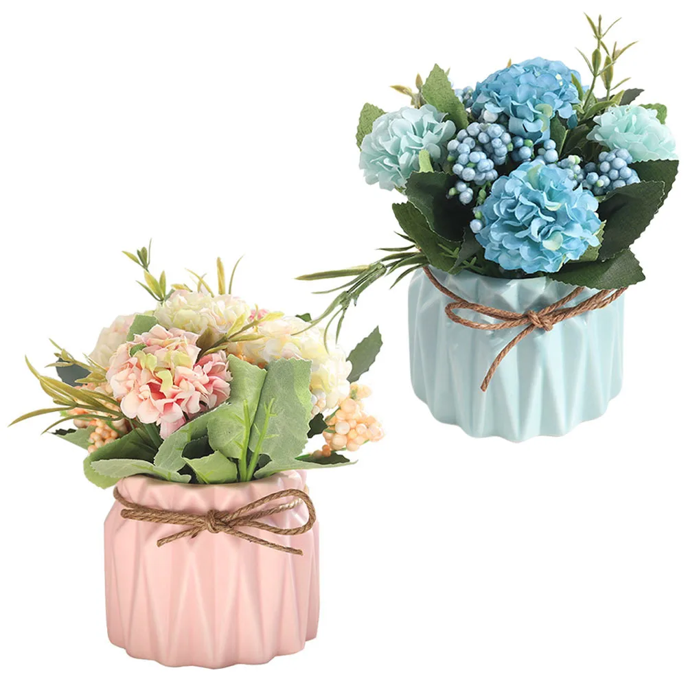 

2Pcs Simulation Bonsai Ornament Lifelike Potted Flower Artificial Plant Decor for Home Office Desktop Wedding Party Indoor