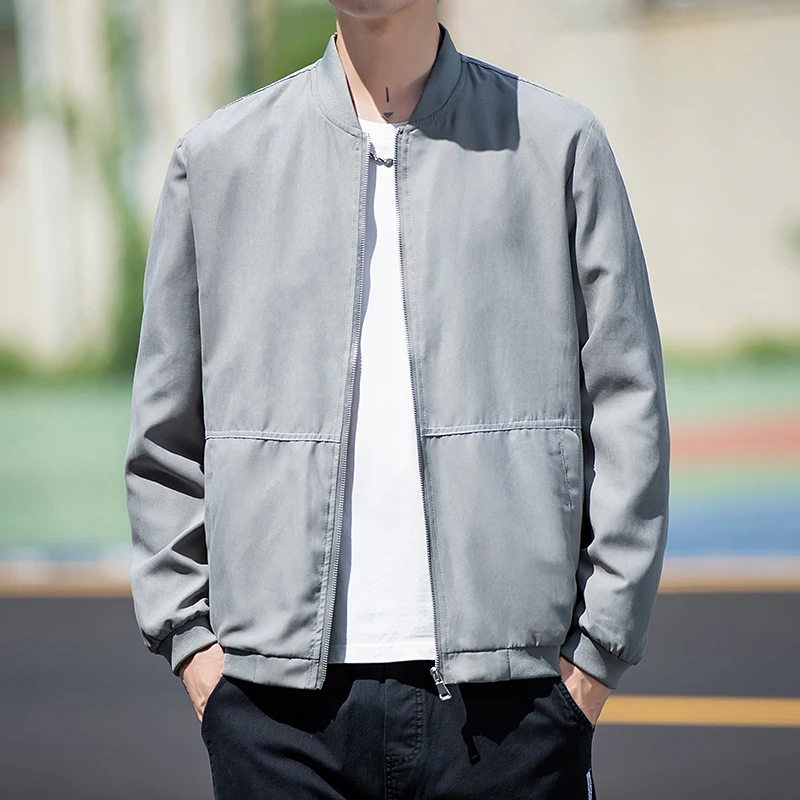 

Faionable Versatile Men's Baseball Collar Jaet 2024 Spring Autumn New Casual Windproof Youth Trendy Polyester Fiber