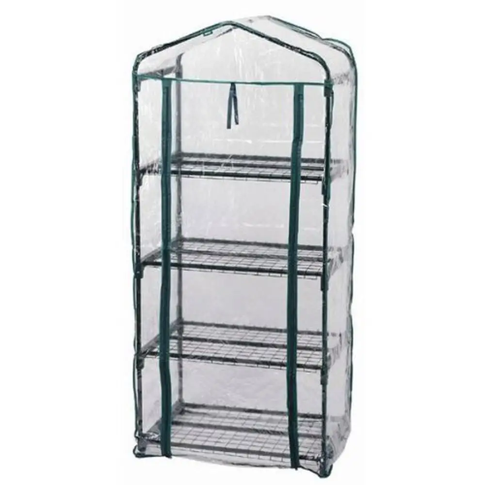 

4-Tier Compact Greenhouse with Shelves Plants Sturdy Steel Frame Waterproof Cover Ideal Seed Propagation Easy Assembly 27"L x