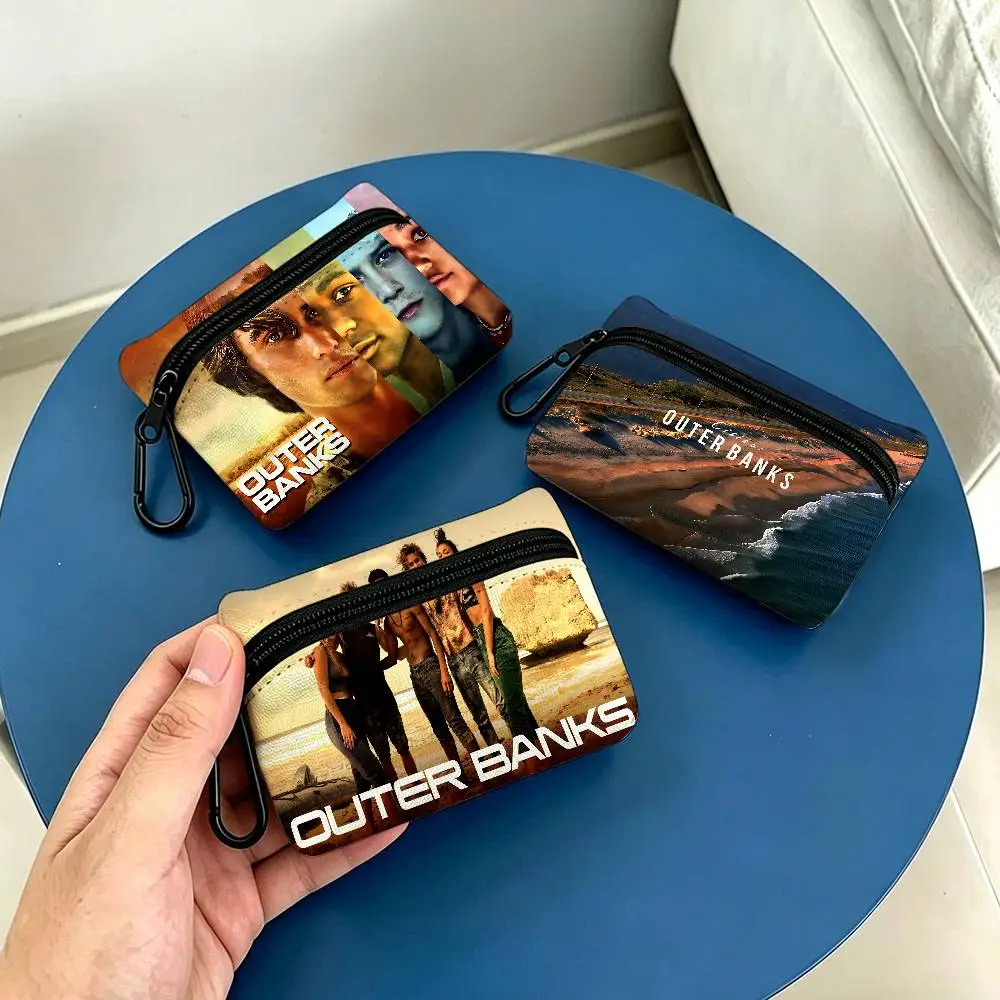 TV Series Outer Banks Portable Oxford Cloth Coin Purse Alloy Carabiner Hook Small Zipper Pouch For Backpack Belt Daily