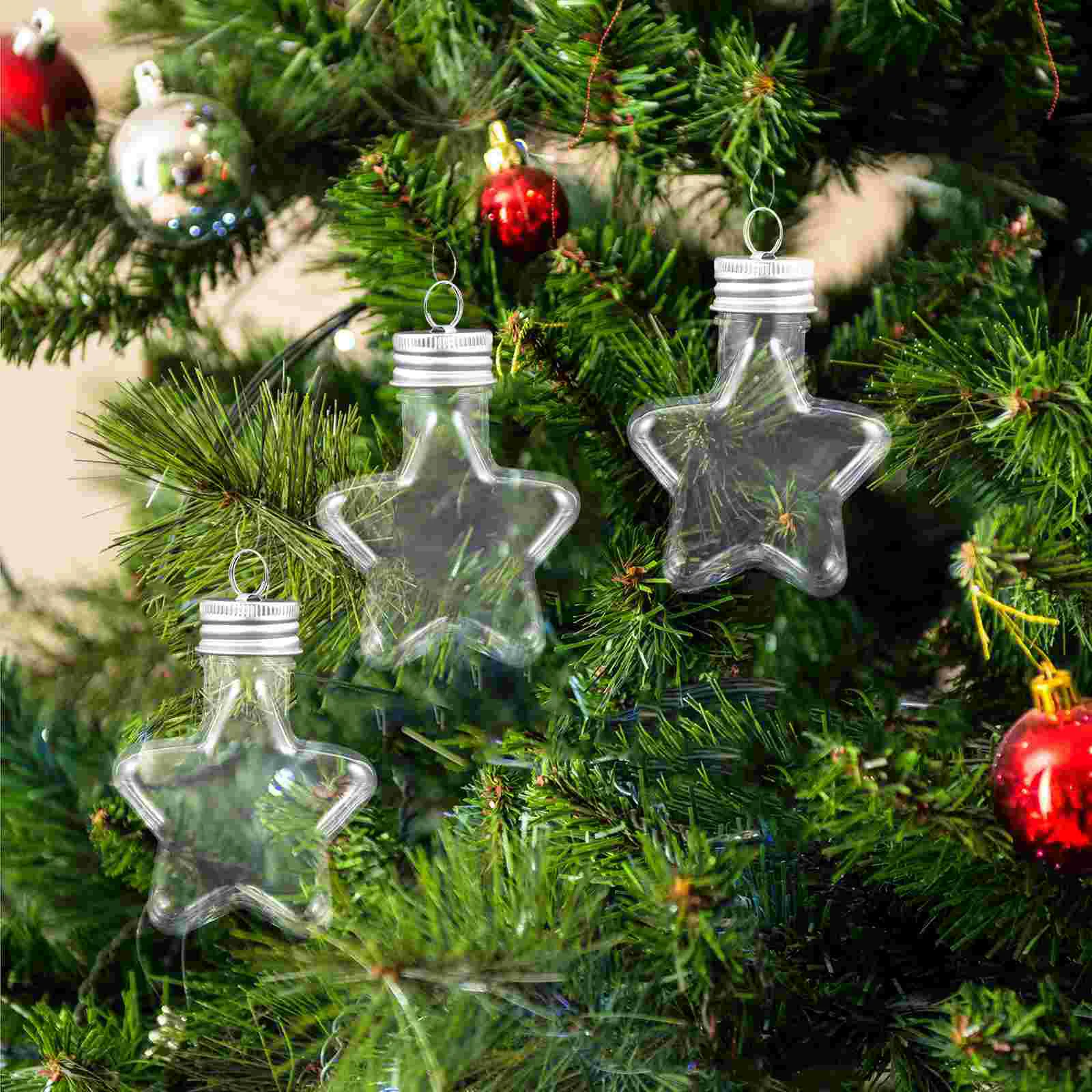 10 Pcs Christmas Bottle Origami Star Jars Candy Hanging Tree Pendant The Pet Decoration Wishing Containers