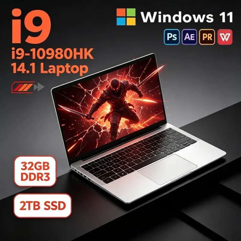 Best Seller 14.1 Inch Portable High Performance Laptop 2026 Intel I9-10980HK 16/32GB 2TB SSD Win11 Notebook
