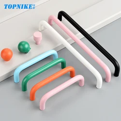 Kitchen Cabinet Handles for Children's Drawers Pulls Wardrobe Door Knobs Colourful Curved Handle Orange Green Blue Pink White