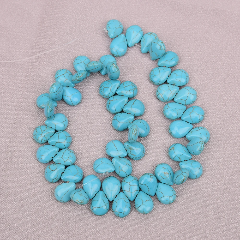 Apdgg-青いターコイズストーン、水滴、トップドリル、ルーズビーズ、ネックレス、ブレスレット、ジュエリー作り、DIY用ストランド