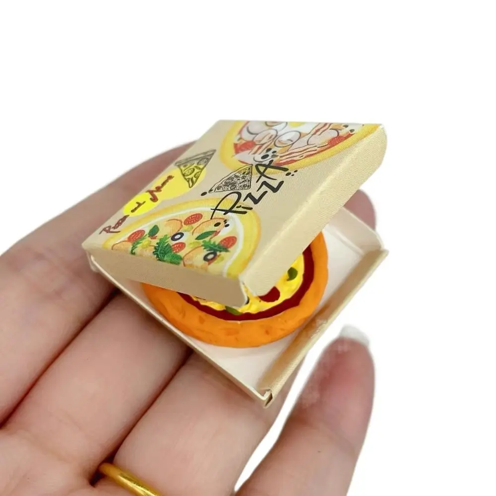 5pcs 1:12 Mini Simulation Pizza Model Dollhouse with Packing Box Artificial Pizza Model Lifelike Cute Simulation Kitchen Toy