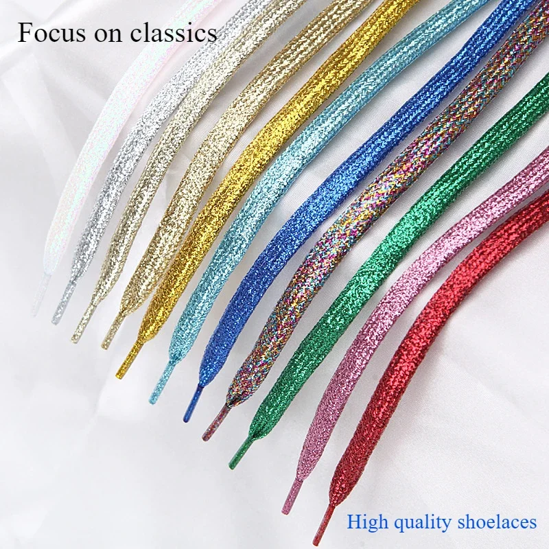 19 colors shiny gold and silver colorful bright shoelaces 100-140 cm sneakers shoelaces boots laces shoelaces string