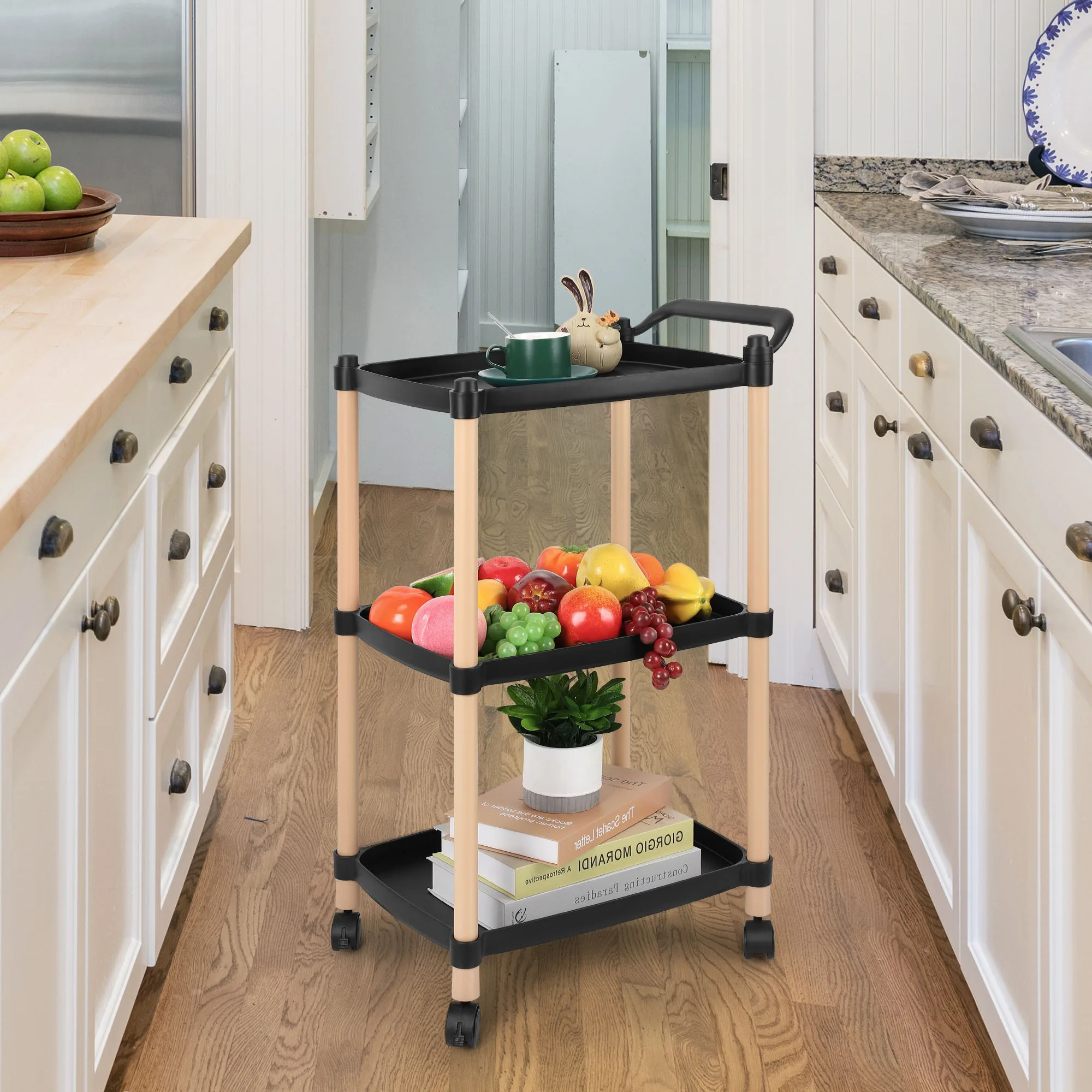 Rolling Carts with Wheels Kitchen Carts on Wheels Rolling Kitchen Cart Utility Rolling Cart for Kitchen Living Room Bathroom