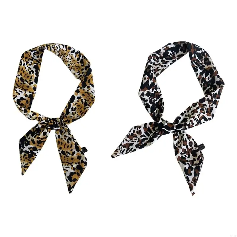 

B95F Elegant Leopard Print Thin Scarf for Lady Business Meeting Scarf Long Muffler