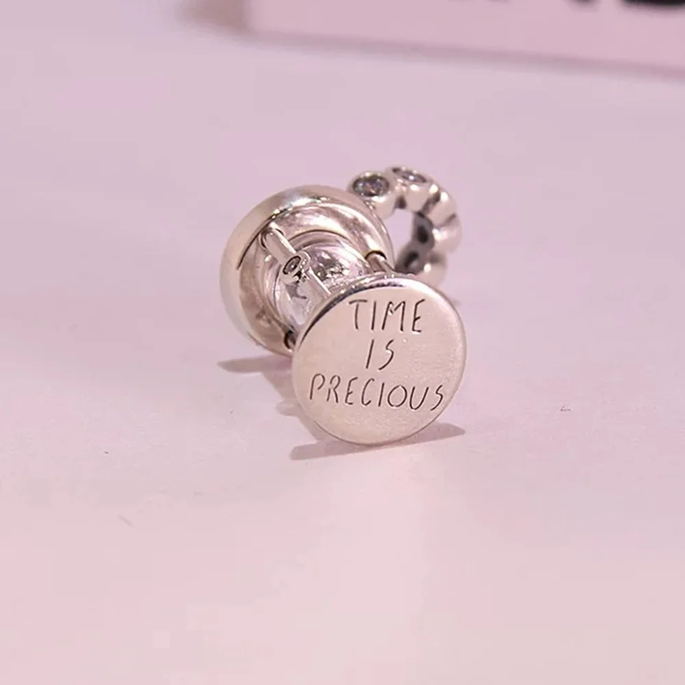 Silver Cz Hourglass Charm for European Bracelets and Keychains