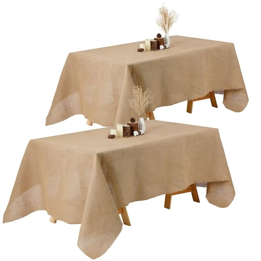 

Natural Burlap Tablecloth Farmhouse Fall Rectangle Burlap Table Cover Rustic Jute Tablecloth for Thanksgiving Autumn Harvest Hol