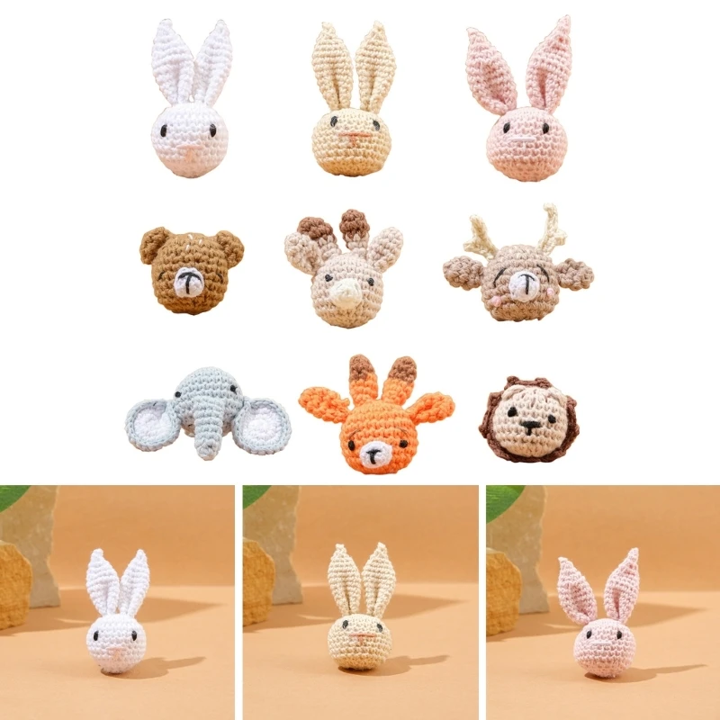 Multi Functional Crochet Animal Head Accessory Part for DIY Baby Pacifier Chain  Infant Chewing Toy Shower Gift