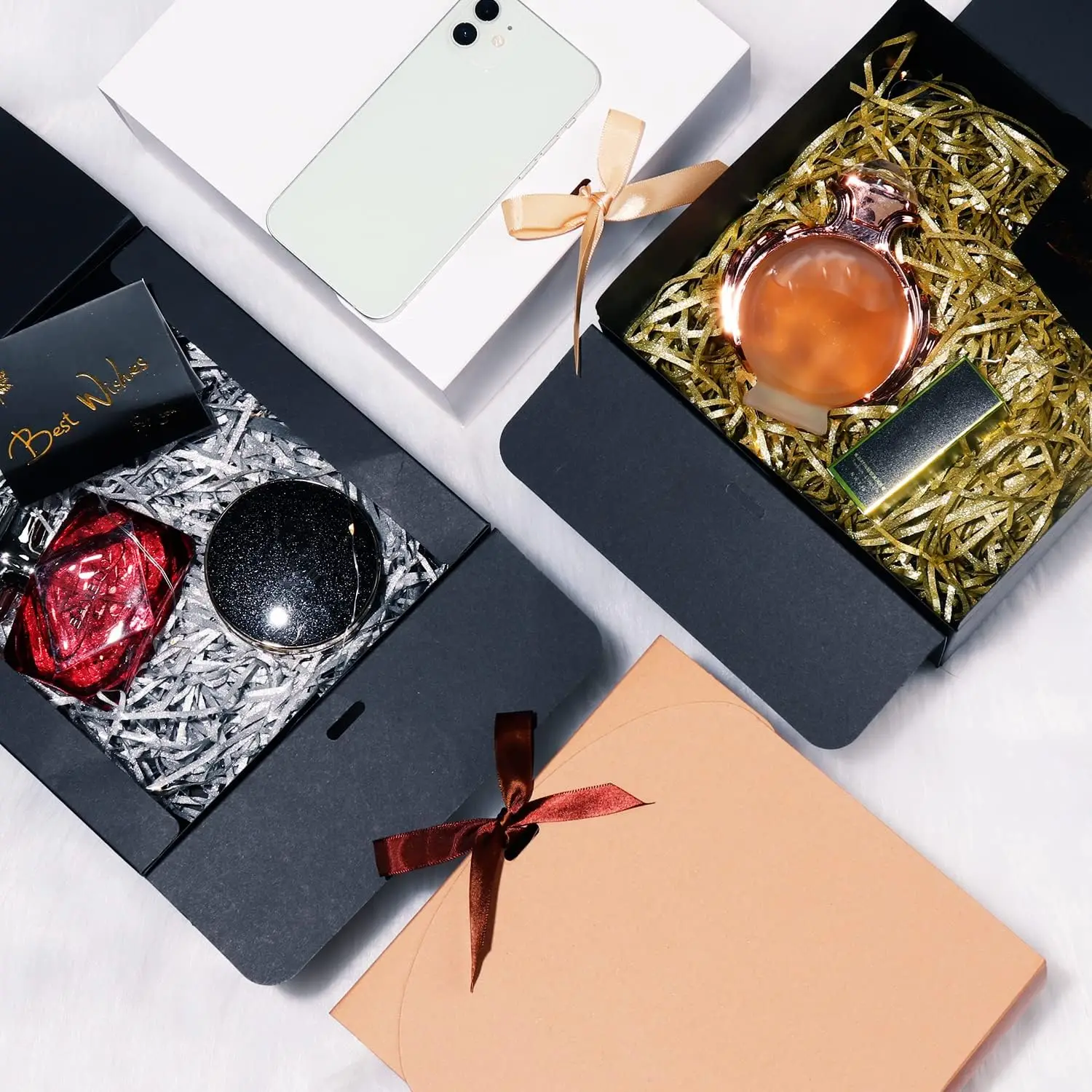 10/20 علب هدايا مع أغطية، علب هدايا بشرائط فيونكة، لصناديق ورق كرافت للهدايا، وتغليف الزفاف وأعياد الميلاد والمهرجانات