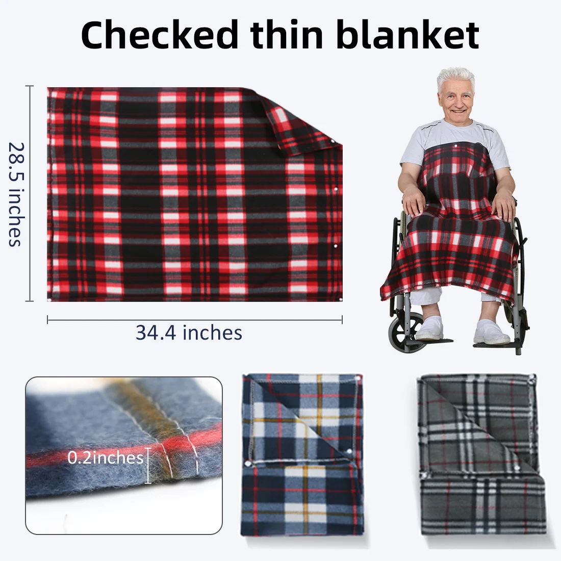 Ehucon Comfortable Wheelchair Blanket Adjustable Non Slip For Seniors,Warm Flannel Wool Ring Blanket Convertible To Scarf