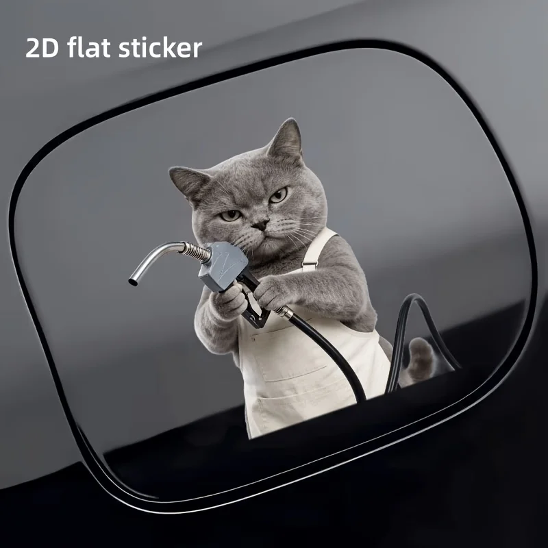 Gray Short Hair Cat Sticker 1PC Cute Cat Vinyl Decal Car Fuel Tank Cap Truck Motorcycle Waterproof Decor