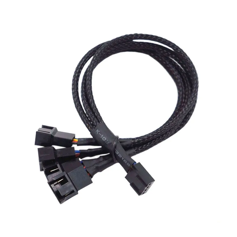 Cable de ventilador Pwm de 4 pines, divisor de 1 a 4/3/2/1 vías, manga negra, conector de Cable de extensión de 26cm, Cables de extensión Pwm, nuevo