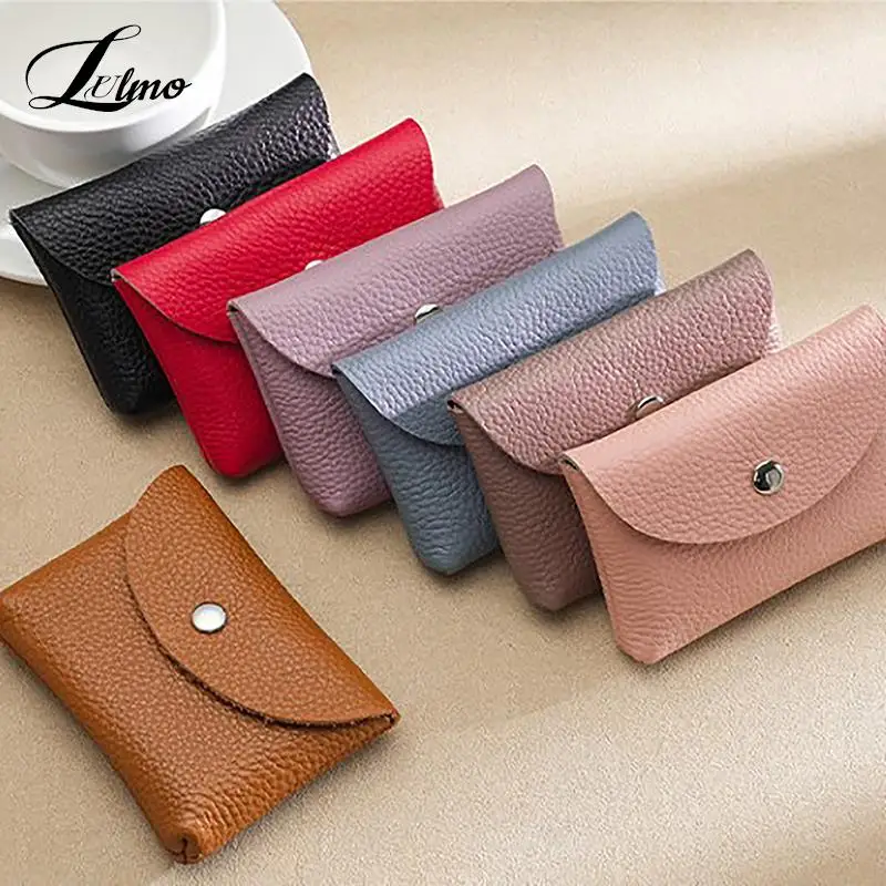 

One Layer Cowhide Women's Small Purses Fashion Female Short Coin Wallets Pouch Handbag For Girls Card Holder Money Bag