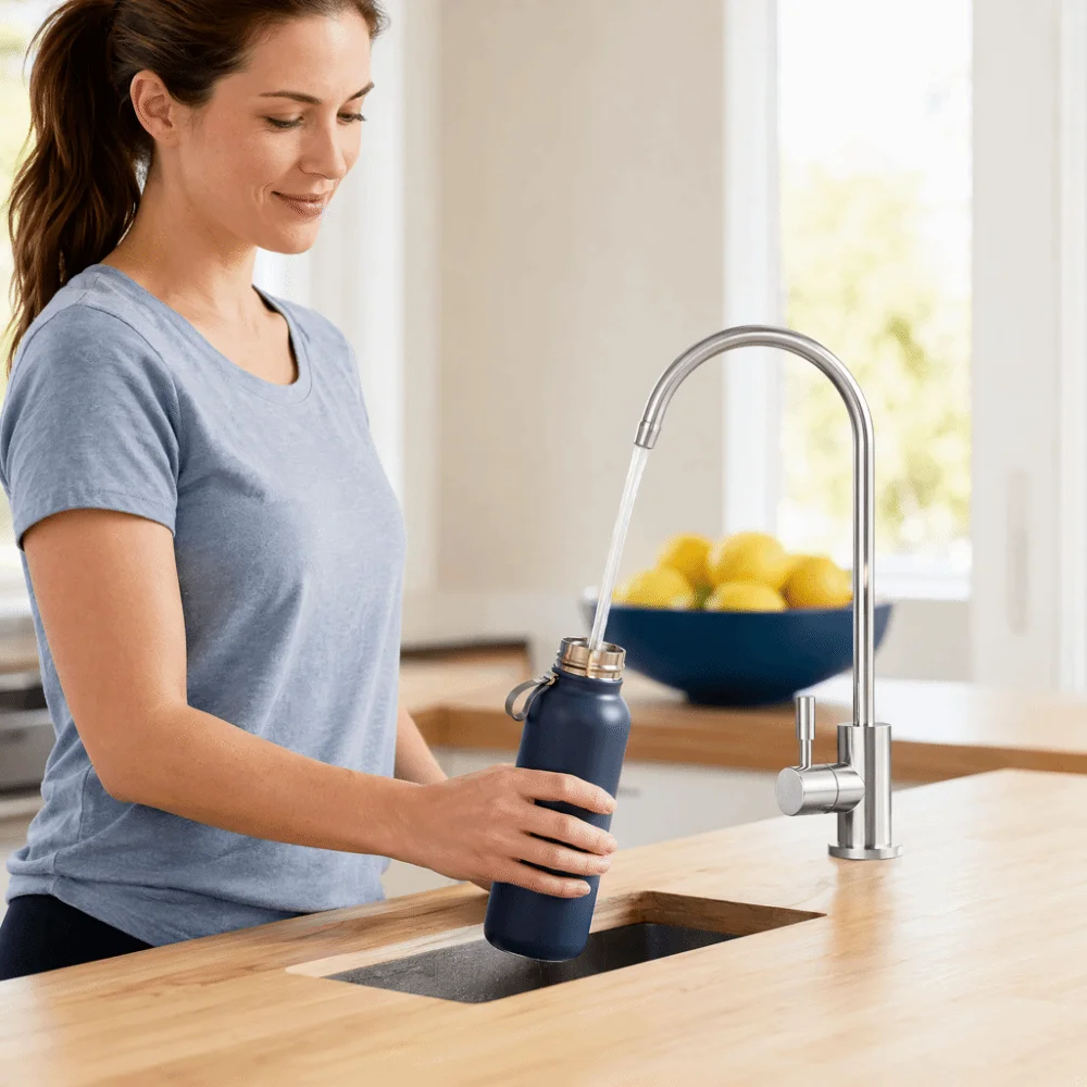 1/4 Inch Connection Drinking Water Faucet 360 Degrees Rotation PVD Plating Reverse Osmosis Faucet Mini Swan Neck Design