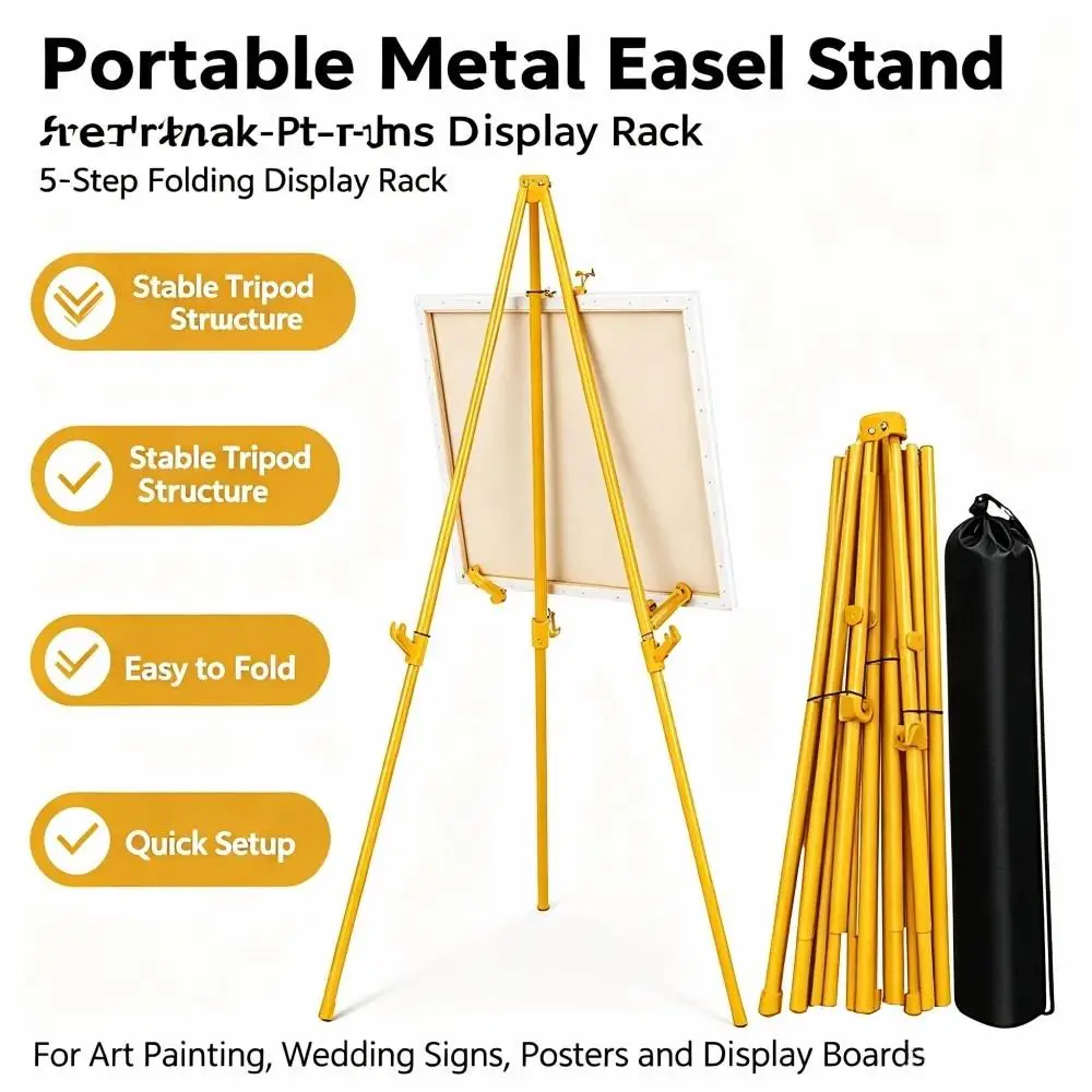 Multiuse Adjustable‑Height Wooden Easel Stand,Wedding Welcome Sign Floor Display Holder for Poster, Canvas, Party Decor with Bag