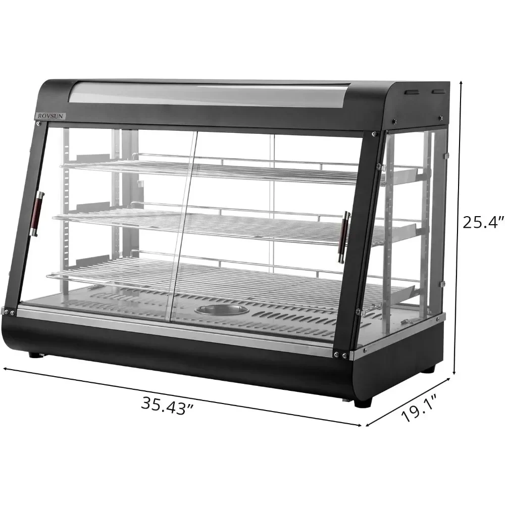 Voedselwarmer Display Met Led-Verlichting, 3-Tier Elektrische Voedselwarmer Commerciële, Verstelbare Verwijderbare Koelkast Vitrine