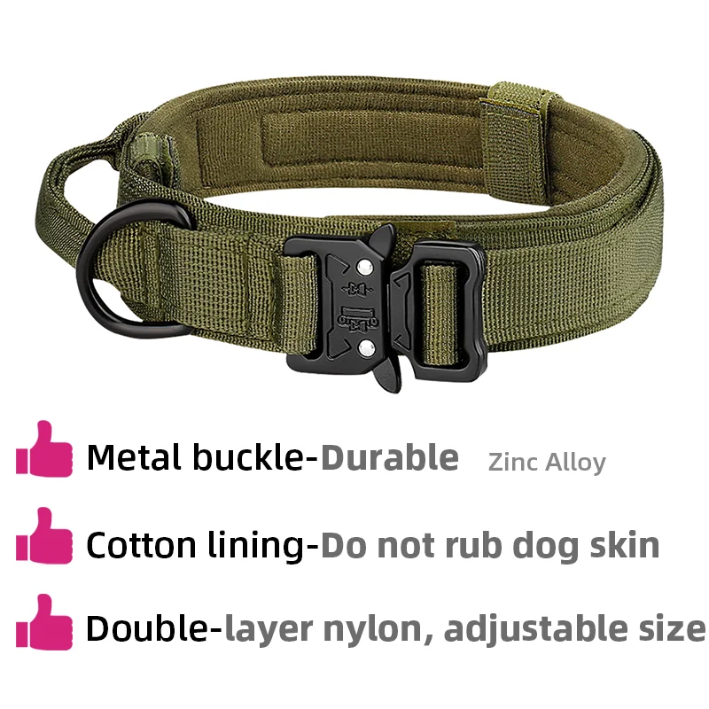 

Heavy Duty Tactical Dog Collars with Handle Military Collar Outdoor Pet Tactical Training and Walking for Medium and Large Dogs
