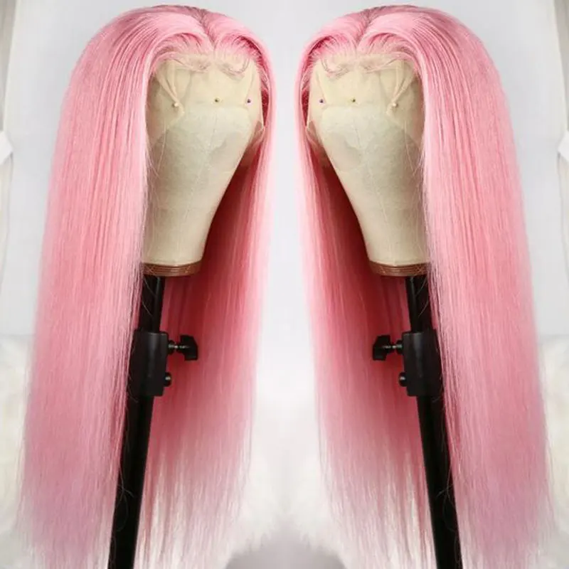 Pastel Pink Straight Hair Wig Synthetic 13X4 Lace Front Wigs High Quality Heat Resistant Fiber With Baby Hair For Women Cosplay