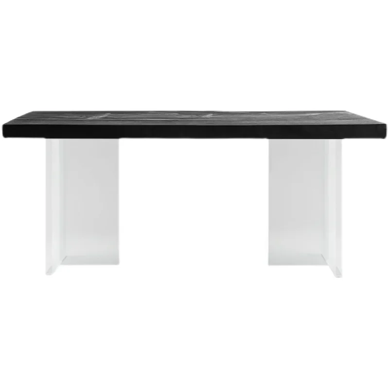 Carbonized black solid wood tea table Household tea table Log large board table Dining table