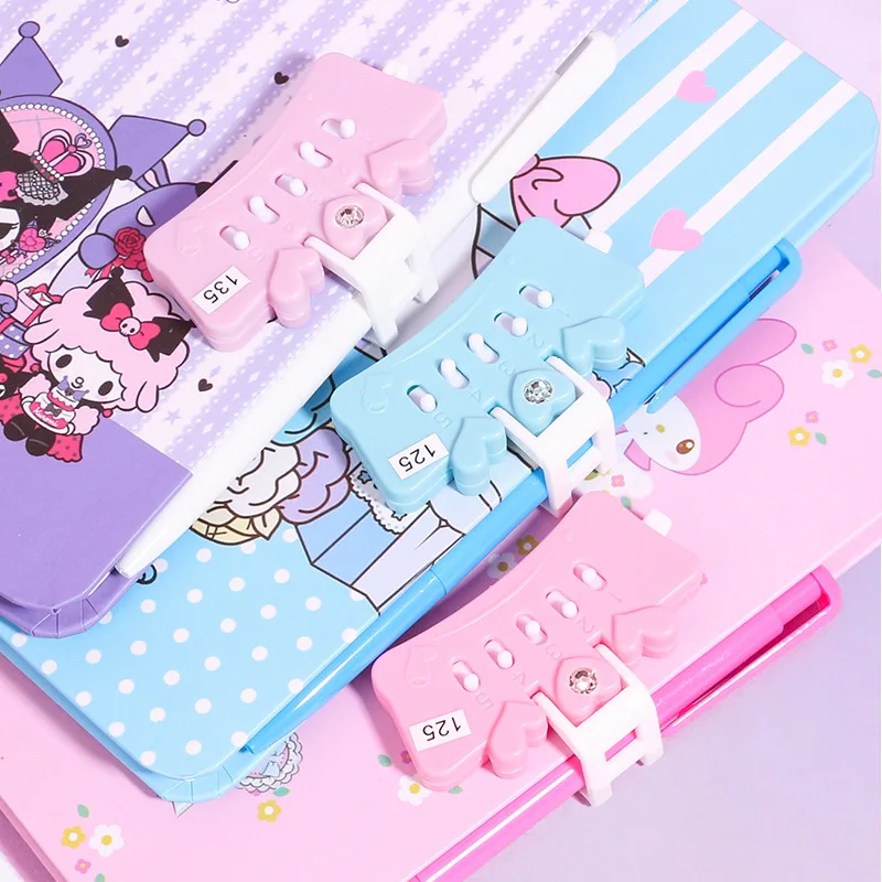 Kawaii Sanrio Kuromi Notebook Set with Password Lock Cartoon My Melody Writing Book Cute Journal for Students Birthday Gifts