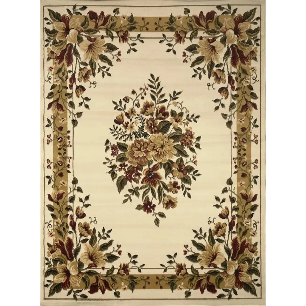 

Optimum Caspian French Country Floral Area Rug, Ivory/Green, 5'2x7'2