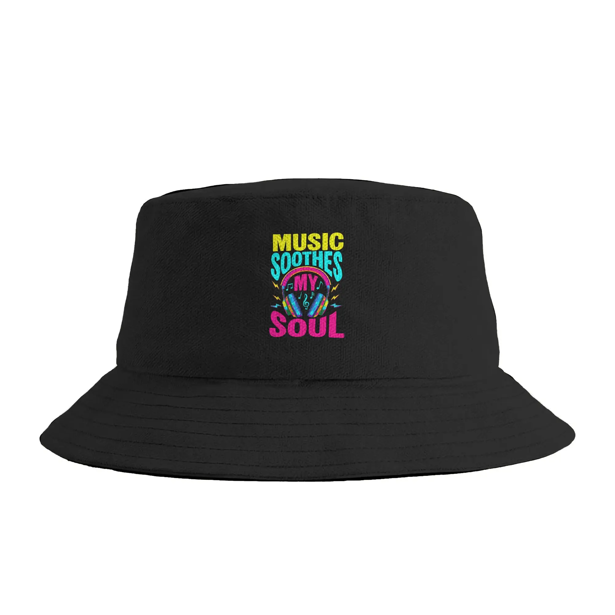 Music Soothes My Soul Retro Vintage Musician Music Lover Bucket Hat Summer  Retro Fisherman Hats For Women Beach Travel Caps