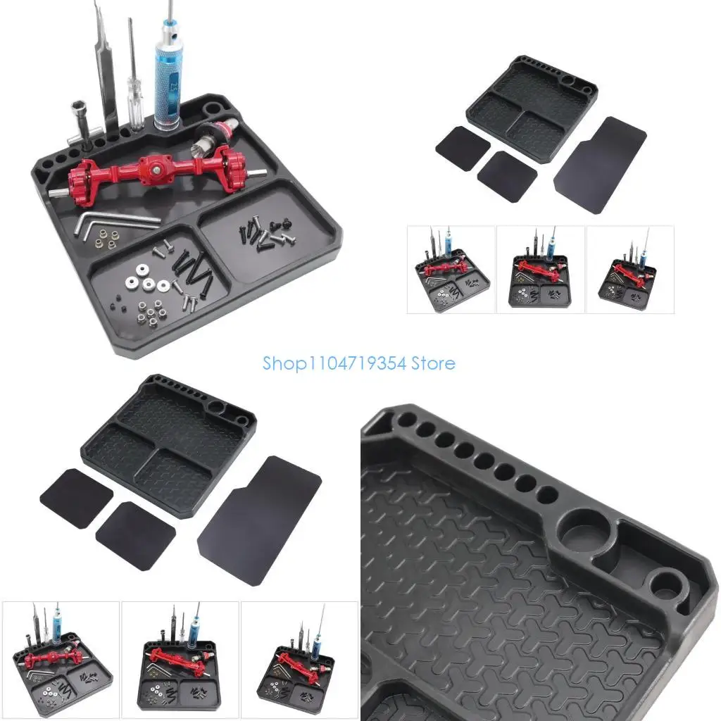0XLD Plastic Repair Tray with Multi Compartments 10 Tool Slots and Nonslip Base for Organizing Screws and Tool