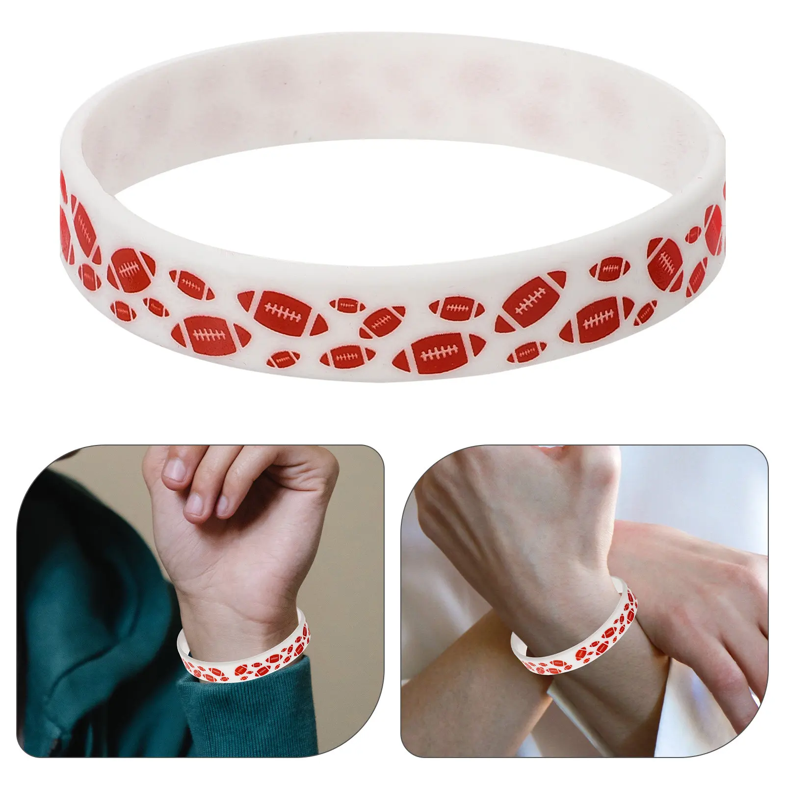 20Pcs Rugby Wristband Minimalist Design Comfortable Fit Fashion Bracelet for Team Events Party Daily Wear Chic Fan Supply