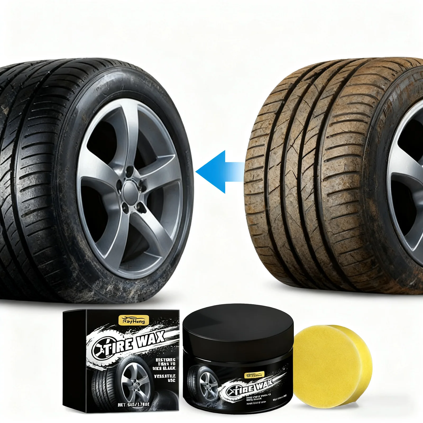 Car Tire Shine Kit Tire Cleaner Gel High Gloss Protection UV Resistance Prevent Cracking for Rubber Care Restore Black Gloss
