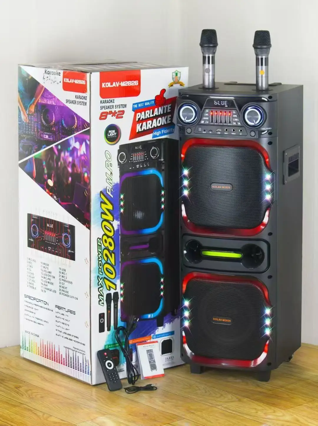 8000WポータブルBluetoothスピーカー、サブウーファー搭載、重低音