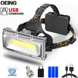 Powerful Floodlight COB Headlamp  Powerful Rechargeable 3Modes Waterproof Head Torch 18650 Battery Frontal Light Fishing Camping