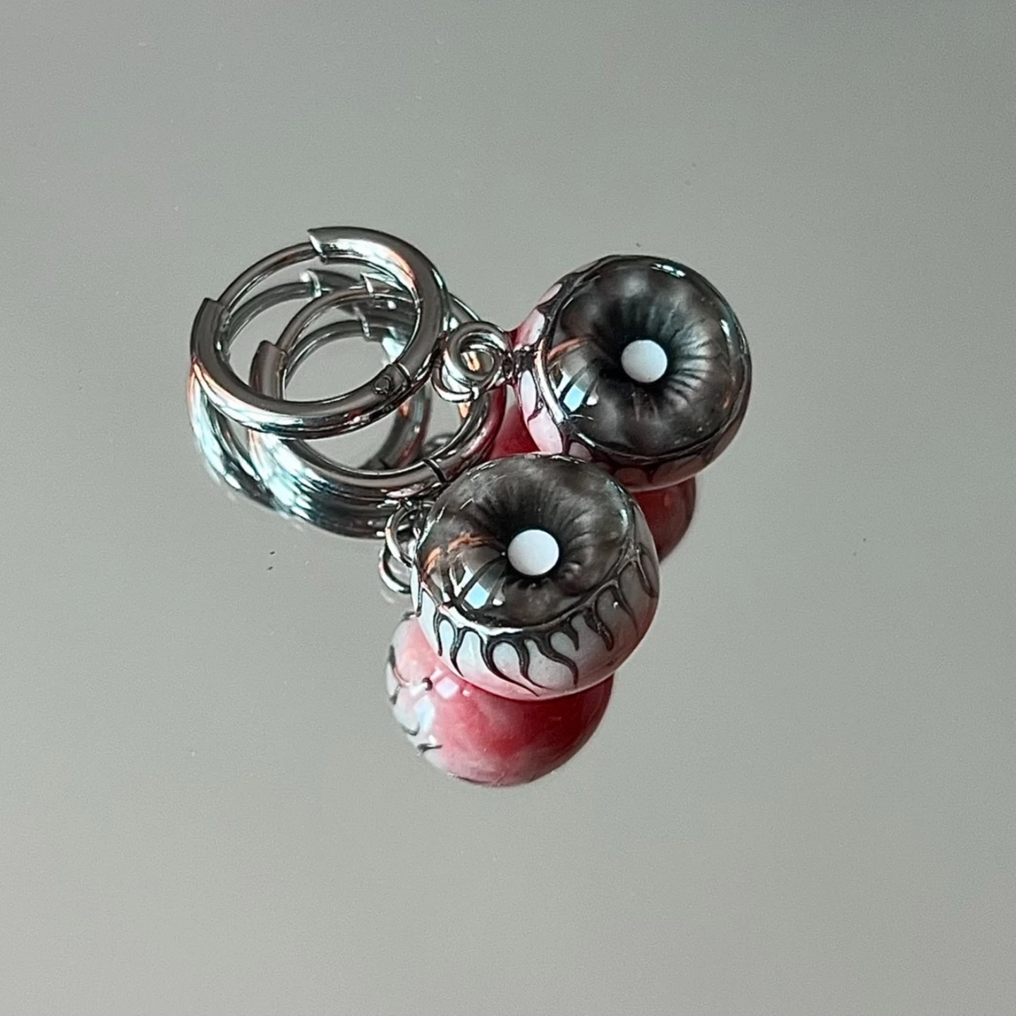 

3157 Sun Temple Theme Metal Finish Handmade Polymer Clay Eye Earrings Unique Design Artisan Crafted Stylish Alternative Jewelry