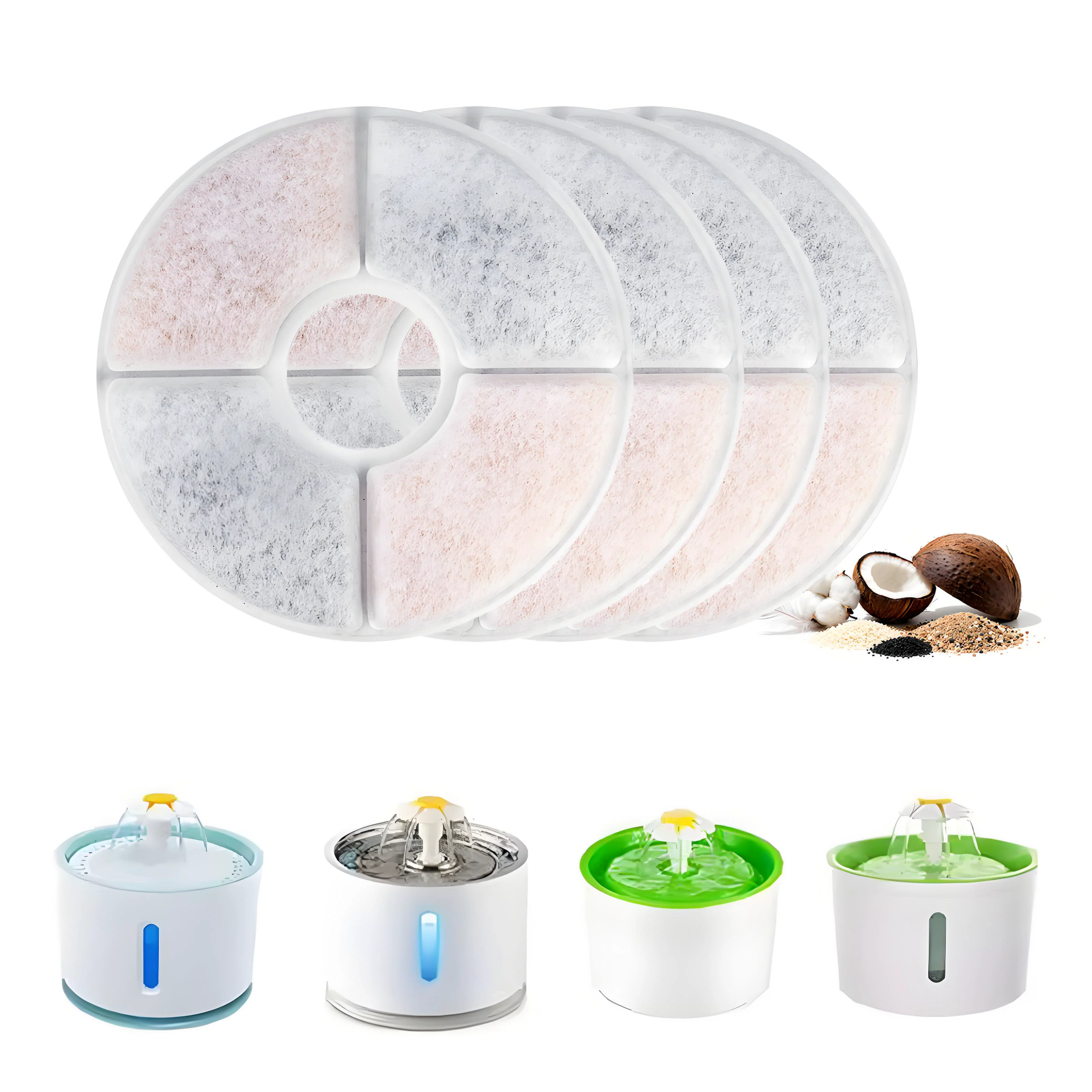 Filtro de carvão ativado para substituição de animais de estimação, fonte potável de água para gatos, filtros substituídos, dispensador de fonte redonda, acessório de cuidados para animais de estimação