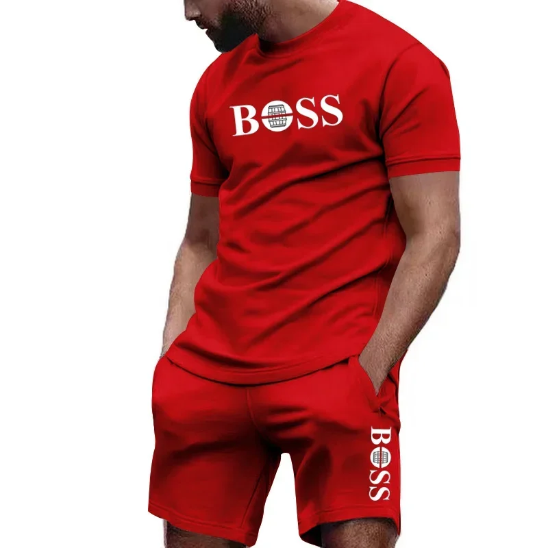 men are two piece sportswear, short sleeve T-shirt and pants set, running and fitness sportswear, summer 2025, big discount