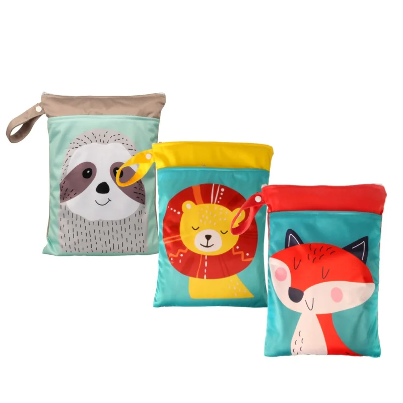 1PCS Wet Bag Double Pockets, Waterproof Washable Eco-friendly&reusable, Baby Diaper Separated Storage Bag, Makeup Bag