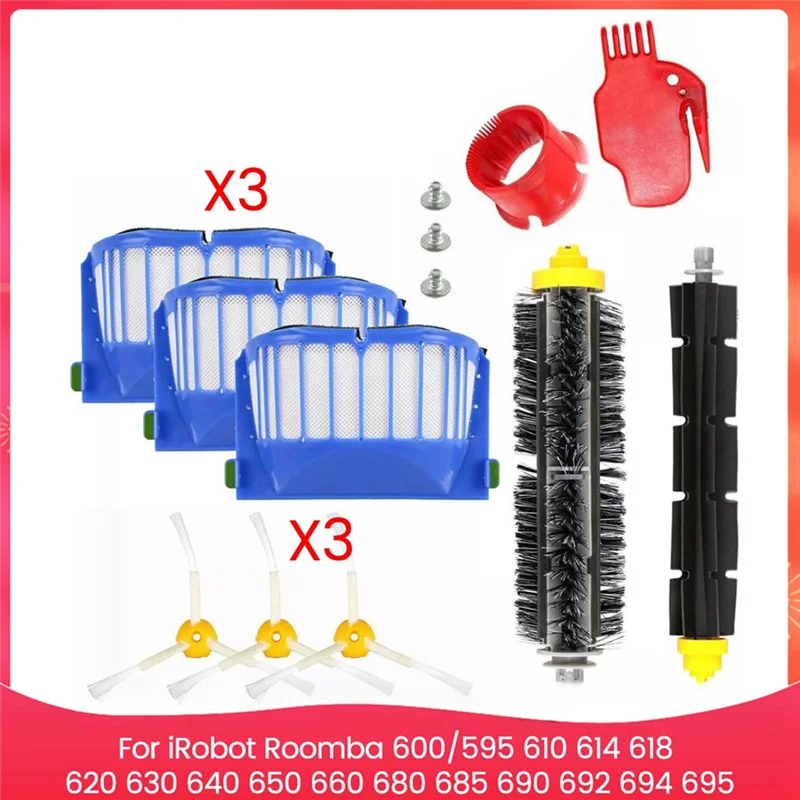 ABBK-Kit Suku Cadang Pengganti untuk Irobot Roomba 600 Seri 595 610 614 618 620 630 640 650 660 680 685 690 692 694 695 Vakum