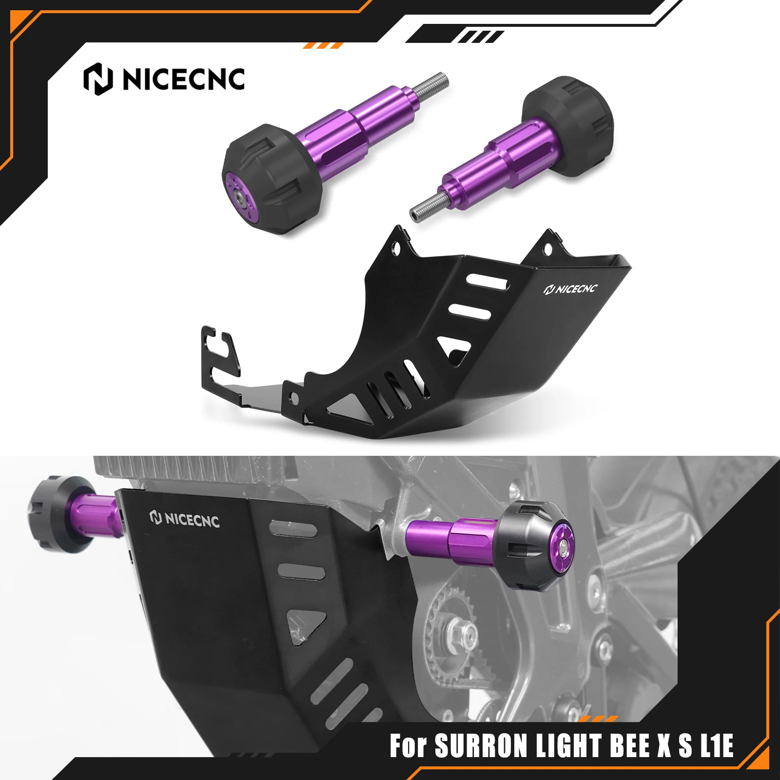 

NICECNC For Surron Light Bee X Frame Sliders Crash Pad Engine Chassis Guard For Sur-Ron Light Bee S L1E For Segway X160 X260