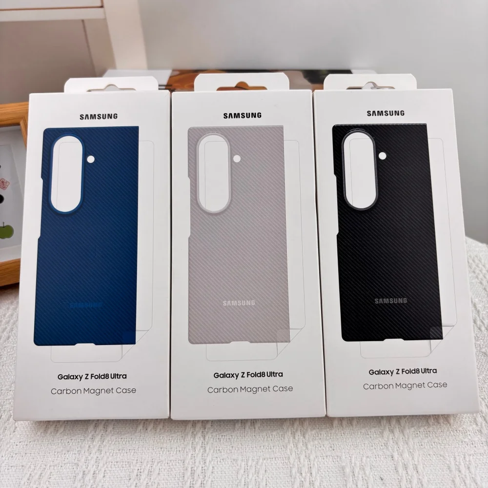 Carbon Magnet Case For Samsung Galaxy Z Fold 8 Ultra Twill Carbon Fiber Texture Built-in Tempered Glass Screen Protector Funda