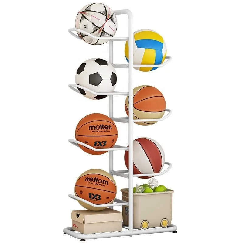 Rack de armazenamento de basquete, bola de brinquedo infantil doméstica, cesta de armazenamento de piso multicamadas, raquete de badminton de tênis de mesa, armazenamento