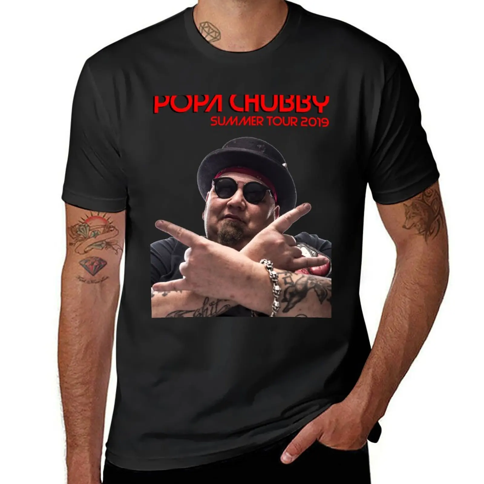 Popa Chubby Summer Tour 2019 T-Shirt, schnell trocknend, Anime-Kleidung, Sommerkleidung, Neuauflage, Herren-Grafik-T-Shirts, lustig