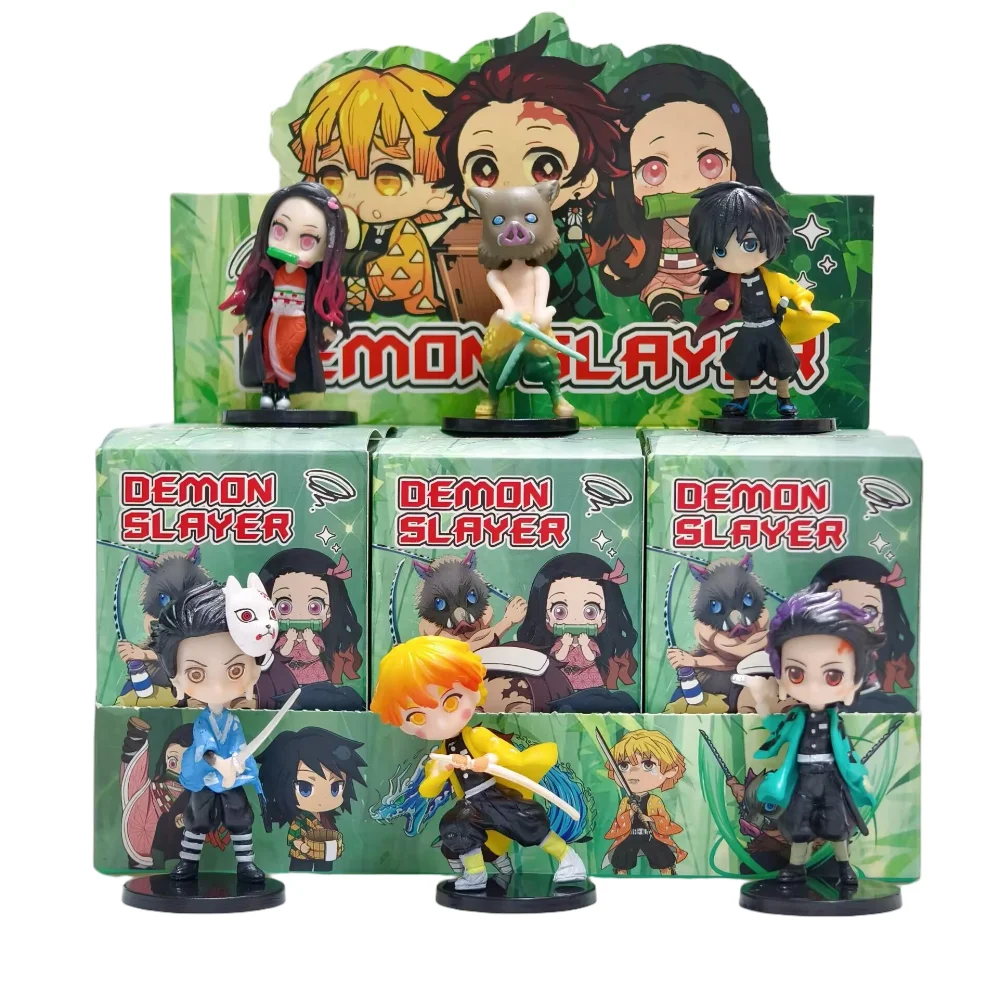 

2025 стилей, аниме Demon Slayer: Kimetsu no Yaiba, набор слепых коробок, фигурка ручной работы, мультяшная кукла из ПВХ, украшение для рабочего стола, подарок на день рождения