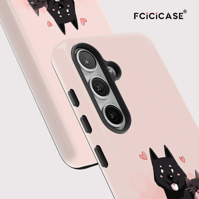 Fcicicase لطيف الحيوانات الكلب القط نمط جراب هاتف لسامسونج غالاكسي A16 A56 A26 5G A36 A 36 الاكريليك لينة طبقة مزدوجة غطاء