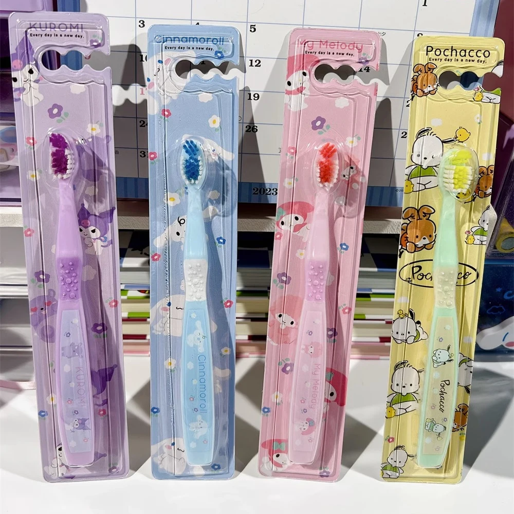 MINISO Sanrio szczoteczka do zębów Cute Cartoon Hello Kitty Cinnamoroll kolorowa szczoteczka do zębów dla uczniów czysta jamy ustnej powrót dla dzieci prezent szkolny